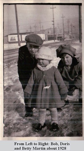 From Left to Right: Bob, Doris<br />and Betty Martin about 1928