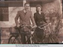 Bob and oberta Martin in Anne Arbor Michigan about 1947 with Bicycles<br />There was newspaper article about them and thier bikes.