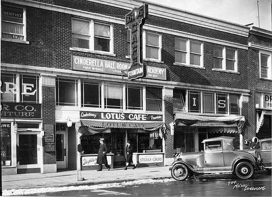 This photo shows both the Lotus building and the Barnes Building adjoining it with contiguous brick and terra cotta work.  The Terra Cotta order for the Lotus Building was in 1924  while the Barnes was in 1923.   Columbia Terra Cotta Company Order# 111.