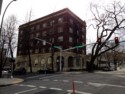 Photo taken Feb. 2018, from the North West. The Regency Hotel, at Broadway and Columbia, (1410 S.W. Broadway),  built in 1927.  Architecht: E. J. Pape.  Order #178 Glaze #223 and #402 in Leonard Martins order book for Columbia Terra Cotta Co.  The name of the hotel was for a period of time "St. Andrews Hotel"